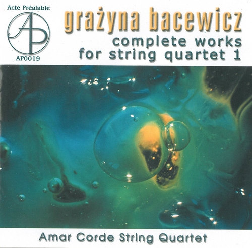 Couverture QUATUOR CORDES (VOL.1) de Grazyna BACEWICZ