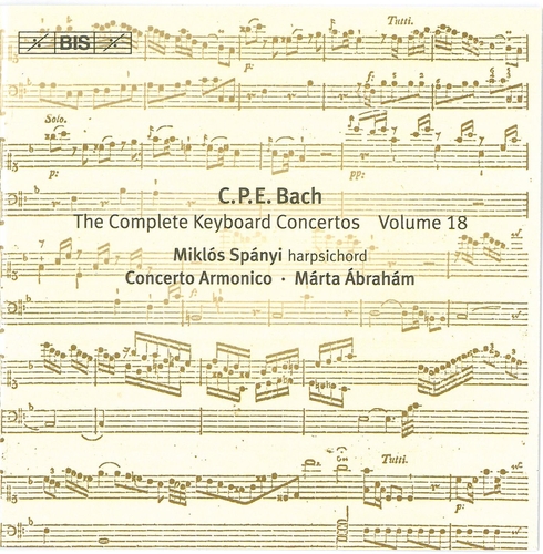 Couverture CONCERTO CLAVIER VOL.18: WQ.43/1-4 de Carl Philipp Emanuel BACH