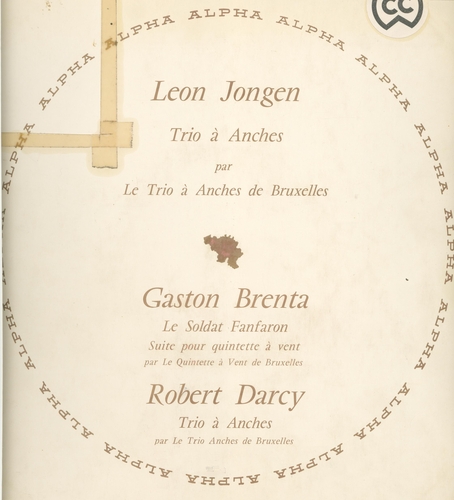 Couverture +DARCY, JONGEN: TRIO A ANCHES SOLDAT FANFARON de Gaston BRENTA