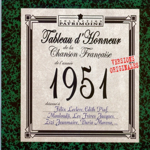 Couverture TABLEAU D'HONNEUR DE LA CHANSON FRANCAISE 1951