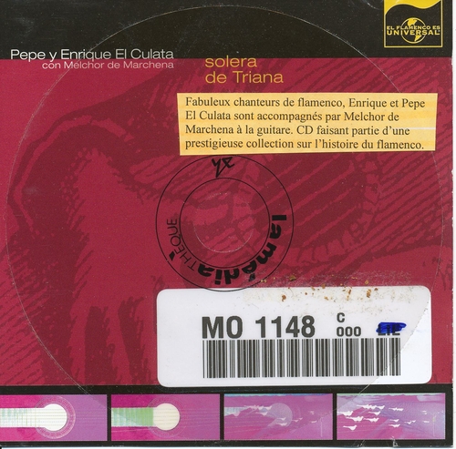 Couverture GRABACIONES HISTORICAS 4: SOLERA DE TRIANA de PEPE Y ENRIQUE EL CULATA