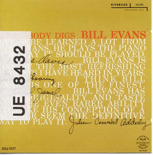 Couverture EVERYBODY DIGS BILL EVANS de Bill EVANS