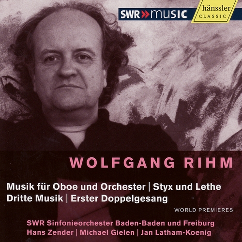 Couverture MUSIK FÜR OBOE UND ORCHESTER/ STYX UND LETHE/ DRITTE MUSIK/ de Wolfgang RIHM