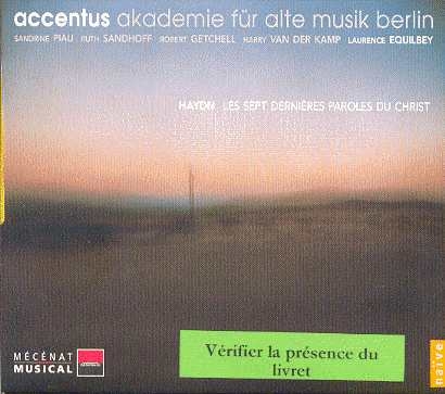 Couverture SEPT DERNIÈRES PAROLES (ORATORIO) de Joseph [Franz] HAYDN