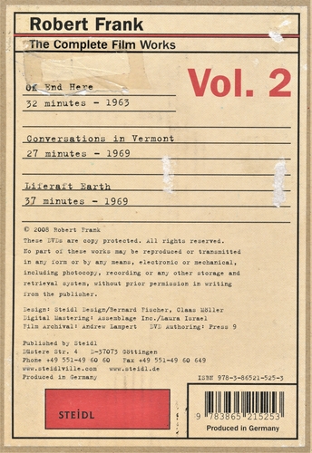 Couverture ROBERT FRANK - THE COMPLETE FILM WORKS, Vol.2