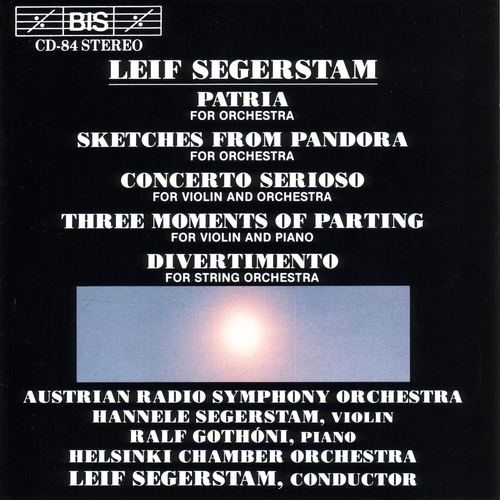 Couverture PATRIA / SKETCHES FROM PANDORA / CONCERTO SERIOSO... de Leif SEGERSTAM