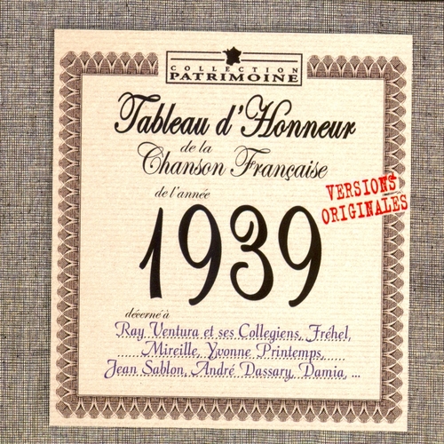 Couverture TABLEAU D'HONNEUR DE LA CHANSON FRANÇAISE 1939