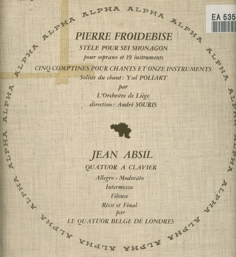 Couverture QUATUOR CLAVIER (+ FROIDEBISE) de Jean ABSIL