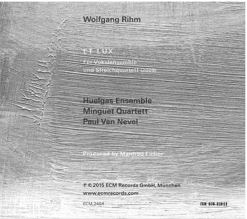 Couverture ET LUX de Wolfgang RIHM