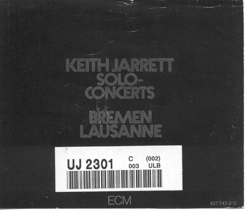 Couverture SOLO CONCERTS: BREMEN/LAUSANNE de Keith JARRETT