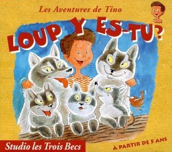 pochette du cd représentant un garçon entre deux loups adultes et trois louveteaux