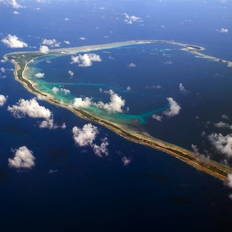 Vue aérienne de Majuro, un des atolls des îles Marshall