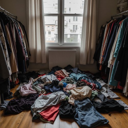 Vêtements en pagaille sur le sol